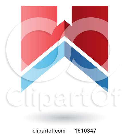 Clipart of a Thick Striped Red and Blue Letter W - Royalty Free Vector Illustration by cidepix