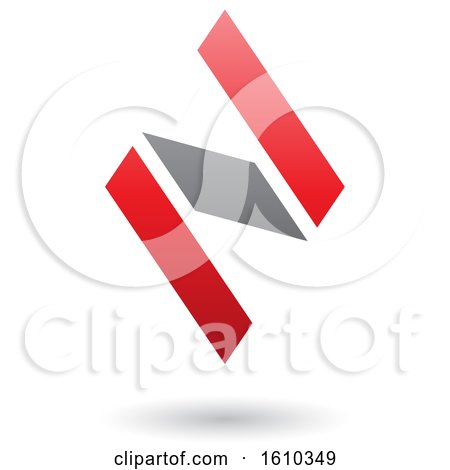 Clipart of a Red and Gray Letter N - Royalty Free Vector Illustration by cidepix