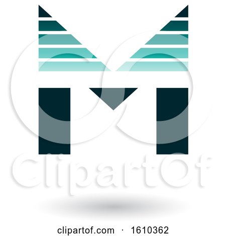 Clipart of a Striped Persian Green Letter M - Royalty Free Vector Illustration by cidepix