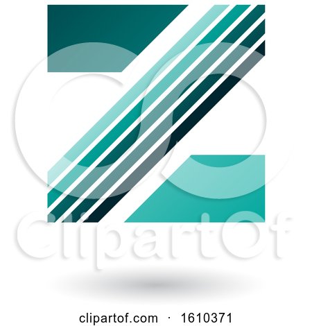 Clipart of a Striped Persian Green Letter Z - Royalty Free Vector Illustration by cidepix