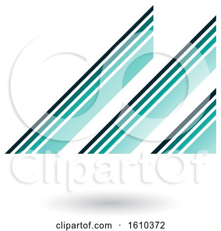 Clipart of a Retro Abstract Diagonal Stripes Persian Green Letter M - Royalty Free Vector Illustration by cidepix