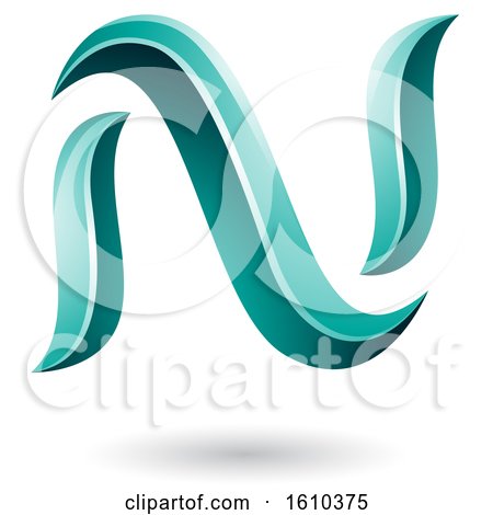 Clipart of a Persian Green Letter N - Royalty Free Vector Illustration by cidepix