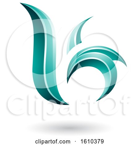 Clipart of a Persian Green Letter B or K - Royalty Free Vector Illustration by cidepix