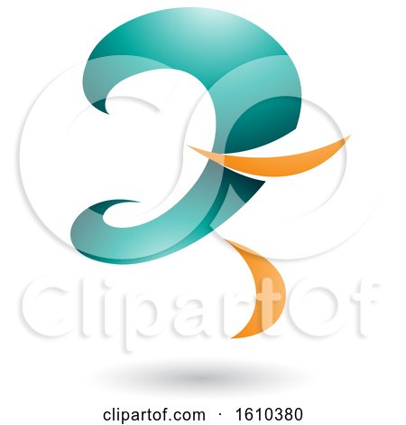 Clipart of a Persian Green and Orange Curvy Letter Z - Royalty Free Vector Illustration by cidepix