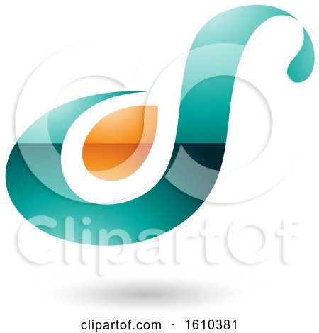 Clipart of a Persian Green and Orange Letter S - Royalty Free Vector Illustration by cidepix