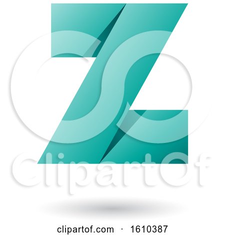 Clipart of a Persian Green Folded Paper Styled Letter Z - Royalty Free Vector Illustration by cidepix