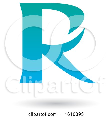 Clipart of a Gradient Turquoise and Blue Letter R - Royalty Free Vector Illustration by cidepix