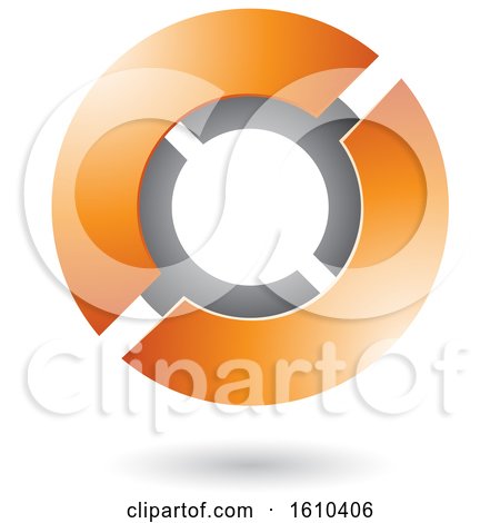 Clipart of an Orange and Gray Futuristic Sphere - Royalty Free Vector Illustration by cidepix