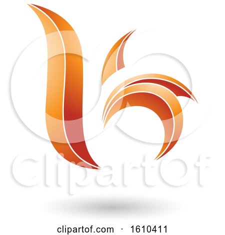 Clipart of an Orange Letter B or K - Royalty Free Vector Illustration by cidepix