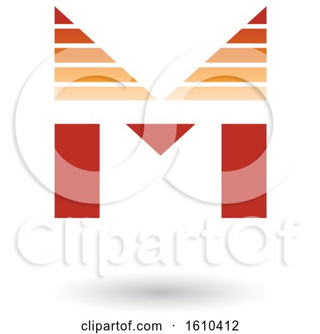 Clipart of a Striped Orange Letter M - Royalty Free Vector Illustration by cidepix