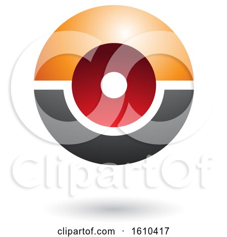 Clipart of an Orange Red and Gray Futuristic Sphere - Royalty Free Vector Illustration by cidepix