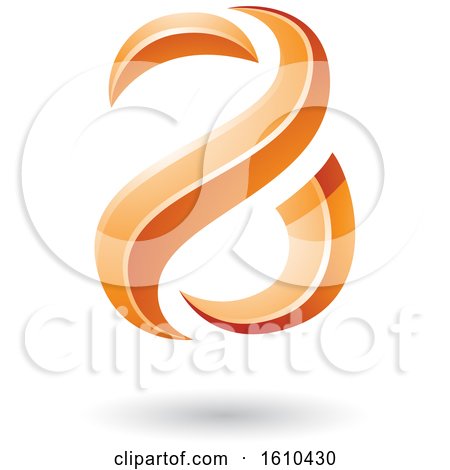 Clipart of an Orange Glossy Snake Shaped Letter a Design - Royalty Free Vector Illustration by cidepix