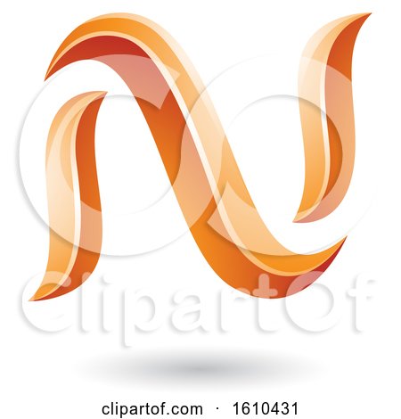Clipart of an Orange Letter N - Royalty Free Vector Illustration by cidepix