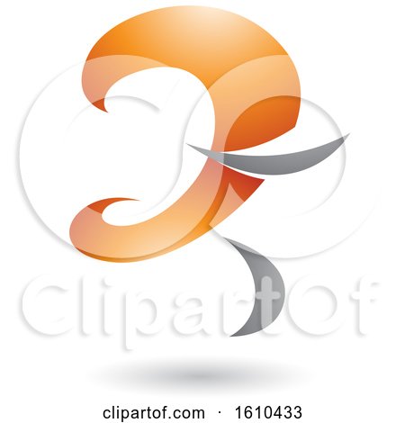 Clipart of a Orange and Gray Curvy Letter Z - Royalty Free Vector Illustration by cidepix
