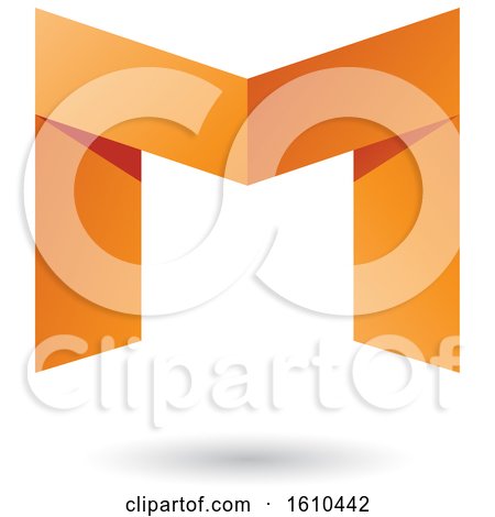 Clipart of a Folded Paper Orange Letter M - Royalty Free Vector Illustration by cidepix