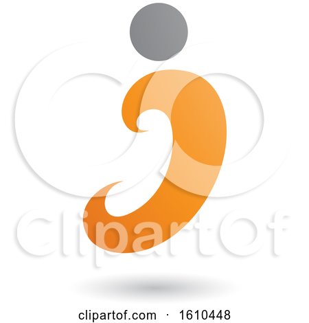 Clipart of an Orange and Gray Letter I - Royalty Free Vector Illustration by cidepix