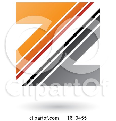 Clipart of a Striped Gray and Orange Letter Z - Royalty Free Vector Illustration by cidepix