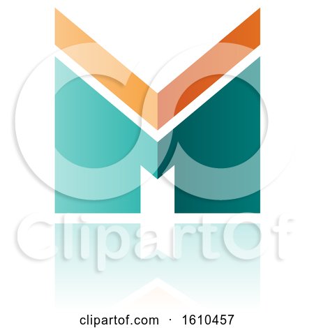Clipart of a Thick Striped Turquoise and Orange Letter M - Royalty Free Vector Illustration by cidepix