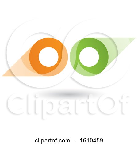 Clipart of a Green and Orange Abstract Double Letter O or Binoculars Design - Royalty Free Vector Illustration by cidepix