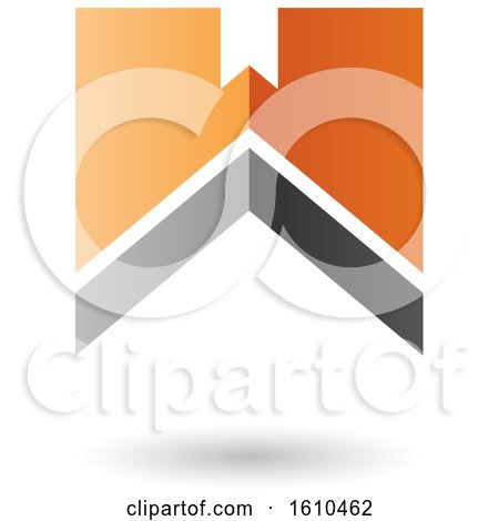 Clipart of a Thick Striped Gray and Orange Letter W - Royalty Free Vector Illustration by cidepix