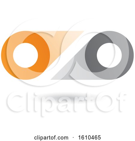 Clipart of a Gray and Orange Abstract Double Letter O or Binoculars Design - Royalty Free Vector Illustration by cidepix