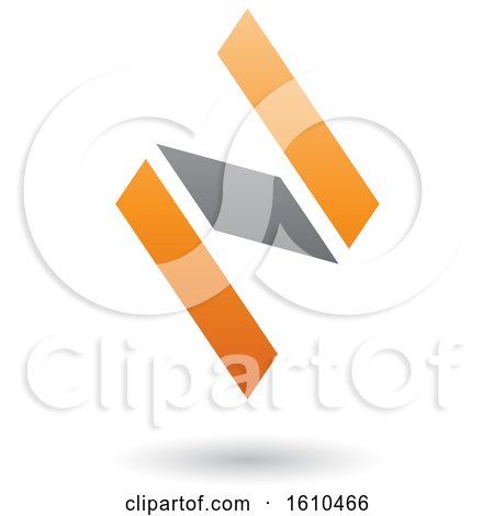 Clipart of an Orange and Gray Letter N - Royalty Free Vector Illustration by cidepix