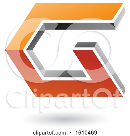 Clipart of a Gray and Orange Angled Letter G - Royalty Free Vector Illustration by cidepix