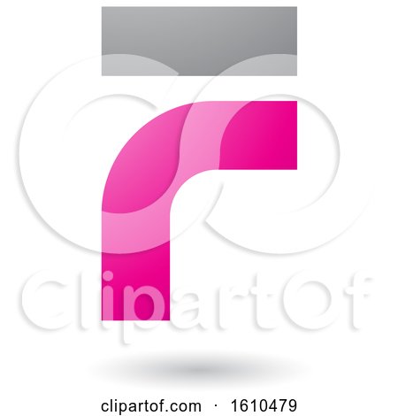 Clipart of a Magenta and Gray Letter F - Royalty Free Vector Illustration by cidepix