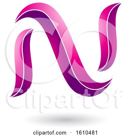 Clipart of a Magenta Letter N - Royalty Free Vector Illustration by cidepix