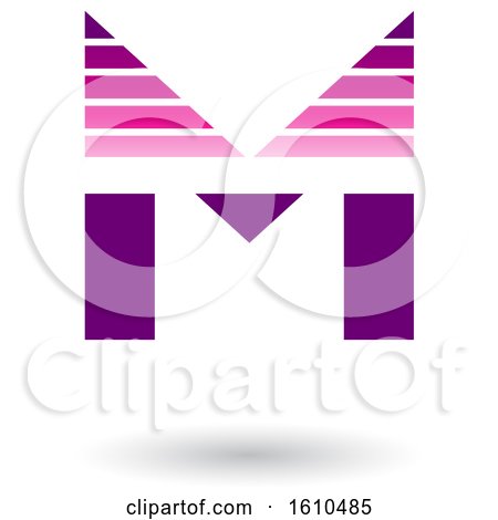 Clipart of a Striped Magenta and Purple Letter M - Royalty Free Vector Illustration by cidepix