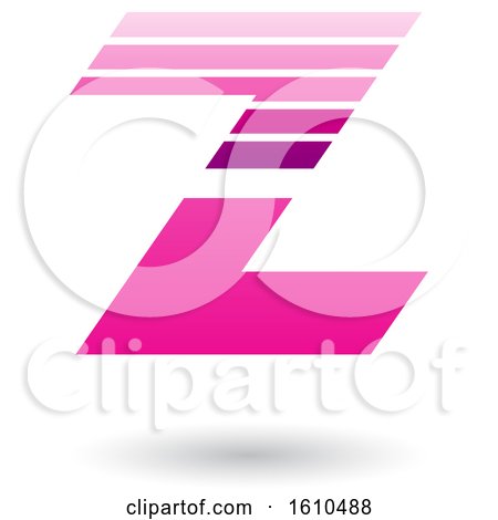 Clipart of a Striped Magenta Letter Z - Royalty Free Vector Illustration by cidepix
