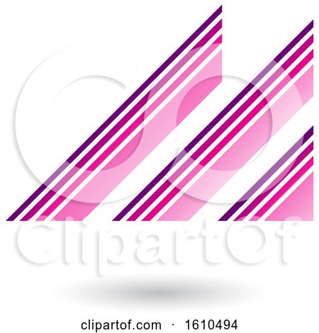 Clipart of a Retro Abstract Diagonal Stripes Magenta Letter M - Royalty Free Vector Illustration by cidepix