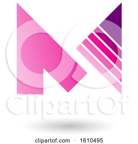 Clipart of a Striped Magenta and Purple Letter M - Royalty Free Vector Illustration by cidepix