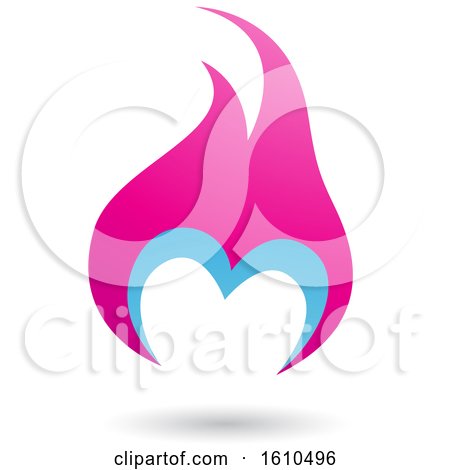 Clipart of a Flame Shaped Pink and Blue Letter M - Royalty Free Vector Illustration by cidepix