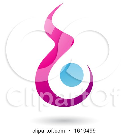 Clipart of a Fire Shaped Magenta and Blue Letter B - Royalty Free Vector Illustration by cidepix