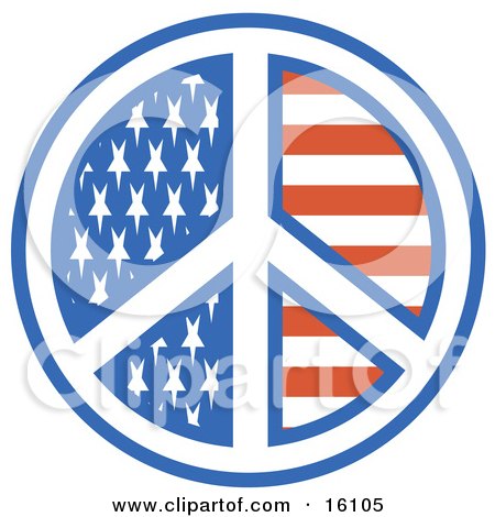 American Peace Symbol With Stars And Stripes Clipart Illustration by Andy Nortnik
