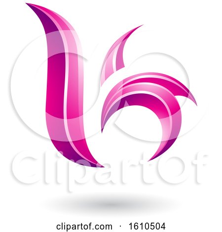 Clipart of a Magenta Letter B or K - Royalty Free Vector Illustration by cidepix