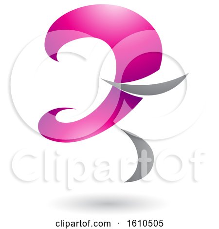 Clipart of a Magenta and Gray Curvy Letter Z - Royalty Free Vector Illustration by cidepix