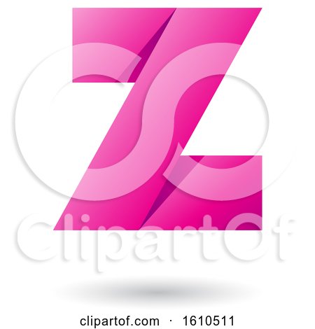 Clipart of a Magenta Folded Paper Styled Letter Z - Royalty Free Vector Illustration by cidepix
