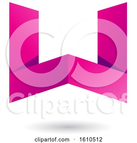 Clipart of a Magenta Folded Paper Letter W - Royalty Free Vector Illustration by cidepix