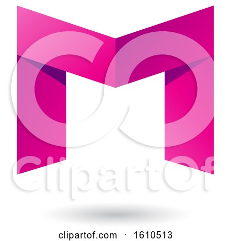 Clipart of a Folded Paper Magenta Letter M - Royalty Free Vector Illustration by cidepix