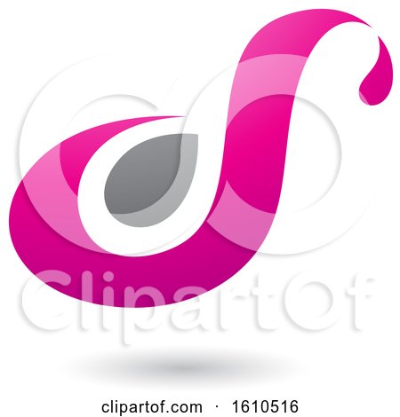 Clipart of a Magenta and Gray Letter S - Royalty Free Vector Illustration by cidepix