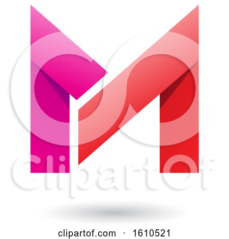 Clipart of a Folded Paper Pink and Magenta Letter M - Royalty Free Vector Illustration by cidepix