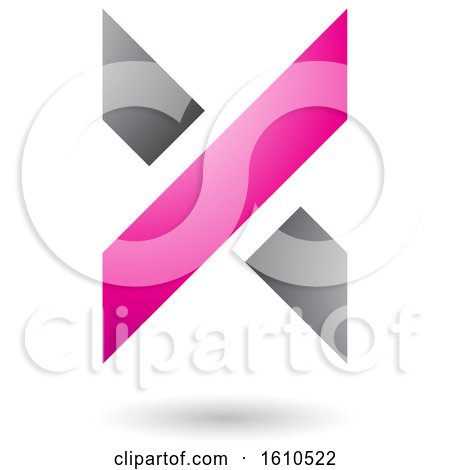Clipart of a Magenta and Gray Letter X - Royalty Free Vector Illustration by cidepix