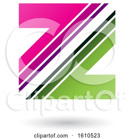 Clipart of a Striped Magenta and Green Letter Z - Royalty Free Vector Illustration by cidepix