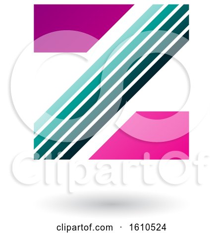 Clipart of a Striped Magenta and Turquoise Letter Z - Royalty Free Vector Illustration by cidepix