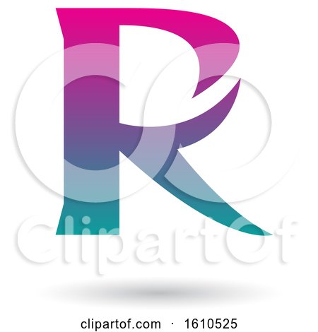 Clipart of a Gradient Magenta and Turquoise Letter R - Royalty Free Vector Illustration by cidepix