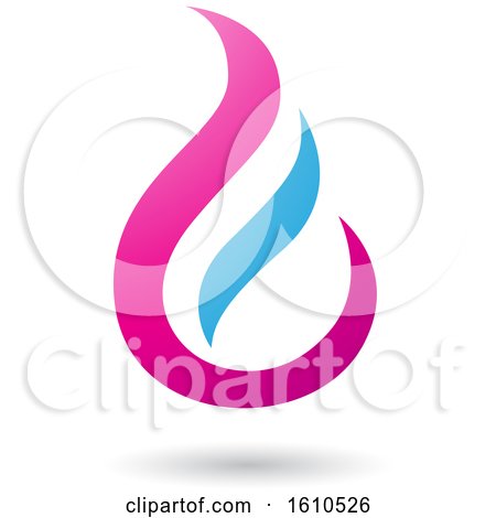 Clipart of a Fire Shaped Magenta and Blue Letter E - Royalty Free Vector Illustration by cidepix