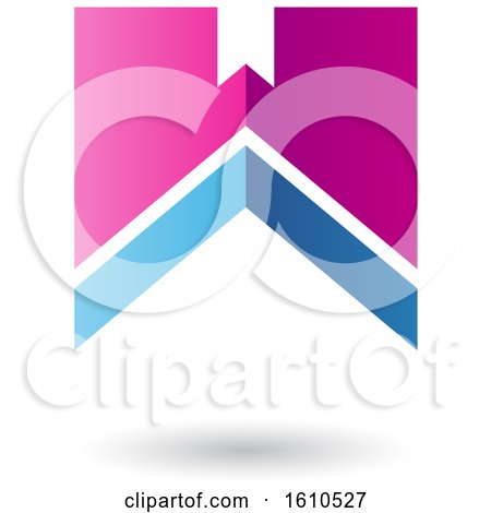 Clipart of a Thick Striped Magenta and Blue Letter W - Royalty Free Vector Illustration by cidepix