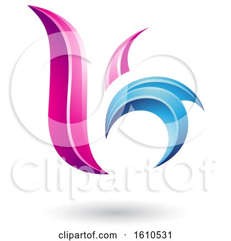 Clipart of a Magenta and Blue Letter B or K - Royalty Free Vector Illustration by cidepix